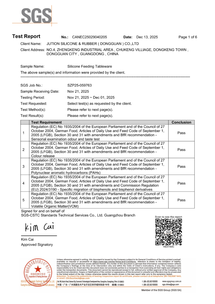 ZSR Certification 19 lfgb silicone rubber tableware products test report 01