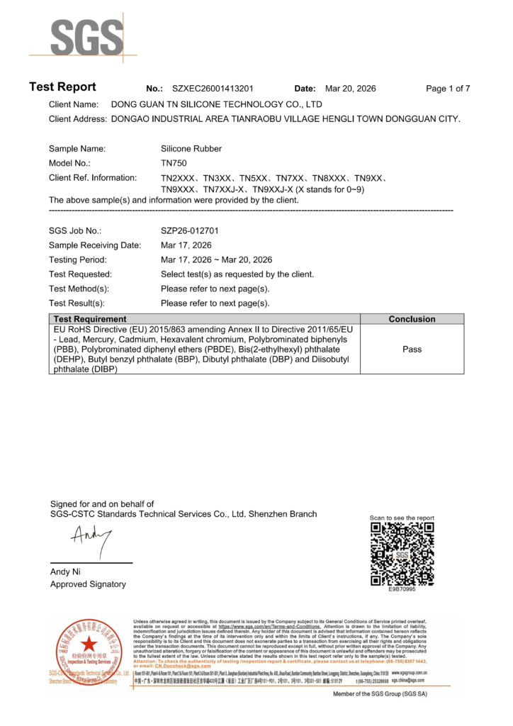 ZSR Certification 13 Silicone Rubber Material ROHS Test Report