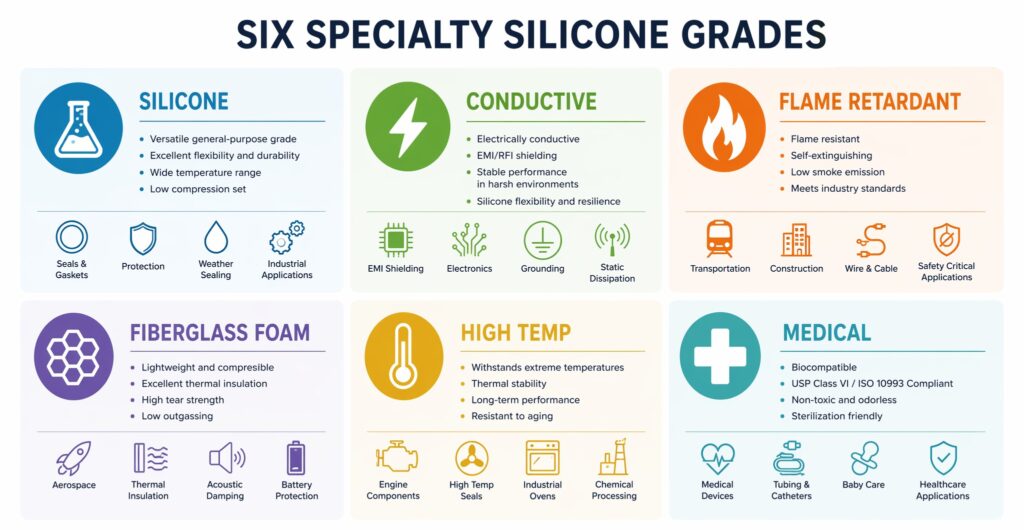 Silicone Rubber Material Guide: Types, Grades & How to Choose (VMQ, FVMQ, LSR, HTV & More) 1 pillar silicone rubber material guide 02