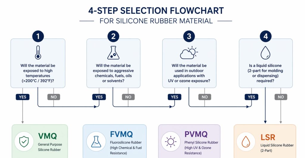 Silicone Rubber Material Guide: Types, Grades & How to Choose (VMQ, FVMQ, LSR, HTV & More) 3 pillar silicone rubber material guide 04